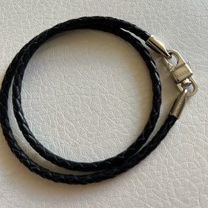 Bally leather and stainless bracelet